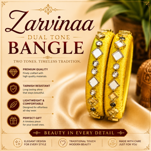 Zarvinaa dual-tone bangle elegance