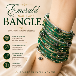 Elegant dual-tone emerald bangles