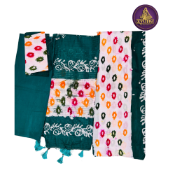 Teal Green Batik Tie Dye Cotton Three Piece