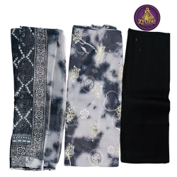 Black Grey Tie Dye Three Piece with Sequin Work